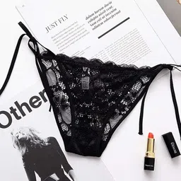 nafilyo G String Thongs for Women Cheeky Lace Panties Stretch T-Back Tangas Low Waist Hipster Underwear Polyamide & Spandex G-String (Pack of 1) image 2