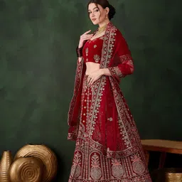 MANVAA Embroidered Semi-Stitched Lehenga & Unstitched Blouse With Dupatta image 3
