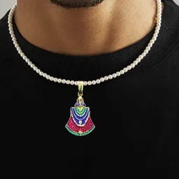 Utkarsh Unisex Stainless Steel Artificial Stones Studded Shri Baba Khatushyam Head Pendant-picture-26