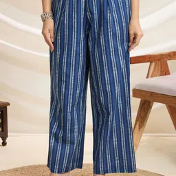 NIKATT Women Printed Pure Cotton Anarkali Kurta with Palazzos & Dupatta image 3