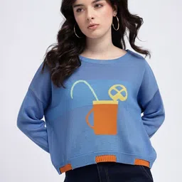 glitchez Women Printed Crop Pullover image 2