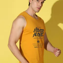 WOOSTRO Pack Of 2 Printed Combed Cotton Gym Vests -VWS26(ALONE ORANGE)(ALONE MUSTARD) image 3