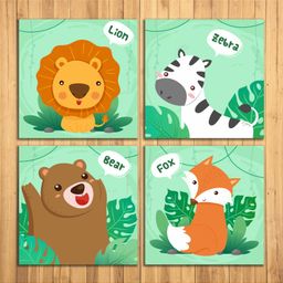Wens Animals Nursery Sparkle Laminated Wall Panels Set of 4- Green-picture-15