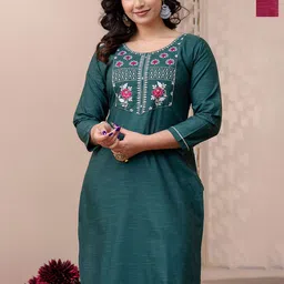 Auzanoor Collection Pack of 2 Women Embroidered Cotton Straight Kurta-picture-10
