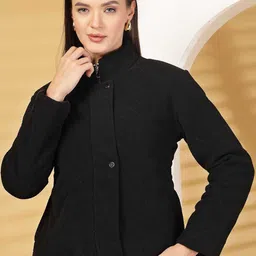Juelle Women Mock Collar Self Design Tailored Jacket-picture-30