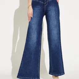 Miss Chase Women Wide Leg High-Rise Heavy Fade Stretchable Jeans-image-45