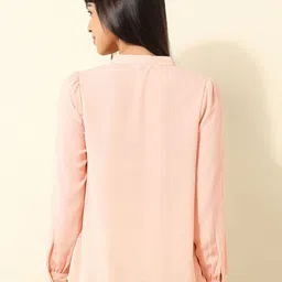 U.S. Polo Assn. Women Self Design Mandarin Collar Cuffed Sleeve Top image 3
