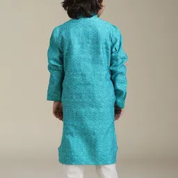 Manyavar Boys Floral Embroidered Thread Work Mandarin Collar Straight Kurta With Pyjamas image 2