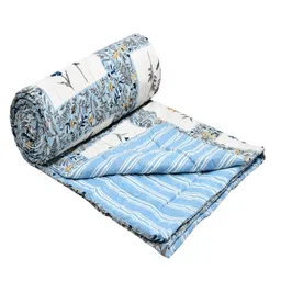 INDRA'S Yellow & White Printed Cotton Heavy Winter 150 GSM Quilt image 5