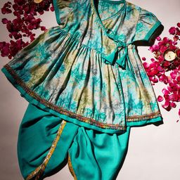 Stylo Bug Girls Floral Printed Angrakha Kurti with Dhoti Pants-picture-9