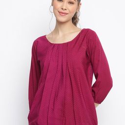 R.Code by The Roadster Life Co. Wome Round Neck Pleated Blouson Top-picture-28