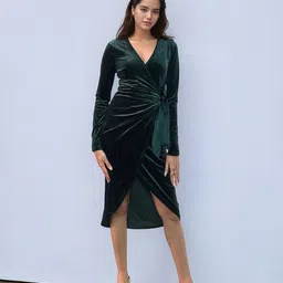 Outzidr Women Wrap Midi Dress-picture-37