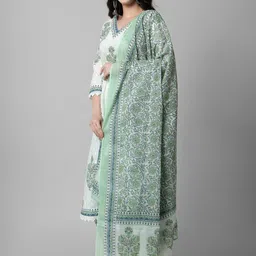 Arayna Floral Printed Regular Pure Cotton Straight Kurta with Palazzos & Dupatta image 2
