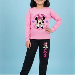 Disney By Miss and Chief Girls Minnie Mouse Printed Round Neck T-Shirt With Jogger-image-34