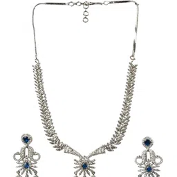 StileAdda Sliver Plated American Diamond Studded Jewellery Set image 4