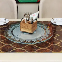 appeasy Revolving Tray for Dining Table- 18” Glass (Flora) Clear Trivet-picture-17