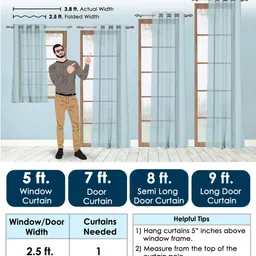 Story@home Serene Grey & White 2 Pieces Abstract Printed Sheer Long Door Curtains image 2