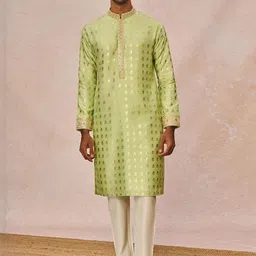 Masaba Men Floral Regular Raw Silk Kurta with Trousers image 1