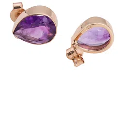 Meadows 925 Sterling Silver Rose Gold Plated Amethyst Studded Teardrop Shaped Studs-picture-21