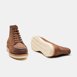 KOZASKO Men Goodyear Welted Brown Oiled Leather Moctoe Boot image 2