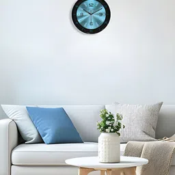 RANDOM Black & Blue Printed Round Contemporary Wall Clock image 2