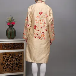 Exotic India Women Floral Longline Tailored Jacket with Embroidered image 4