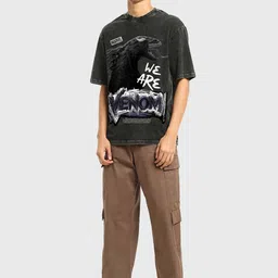 Bewakoof Men Graphic Printed Round Neck Cotton Oversized Venom T-shirt image 3