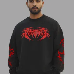 TheBTclub Men Thunder Printed Oversized Sweatshirt-picture-37