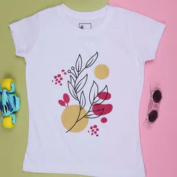 V-Mart Girls Floral Printed Round Neck Cotton T-shirt-image-66