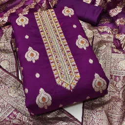 SAINOOR Ethnic Motifs Woven Design Embroidered Unstitched Dress Material-picture-54