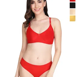 Liigne Women Pack Of 4 Everyday Non Padded Bra Pure Cotton Lingerie Set-picture-29