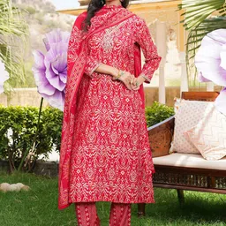 AHIKA Women Ethnic Motifs Printed Kurta with Trouser & Dupatta image 5