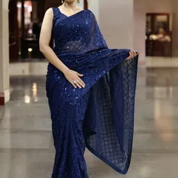 all about you Embellished Sequinned Poly Georgette Heavy Work Saree-picture-20