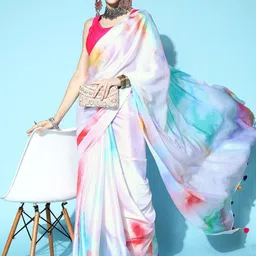 all about you Tie and Dye Satin Fusion Saree image 3