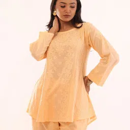 RIVAZ THREADS AND CO Embroidered Round Neck Pure Cotton Top With Trousers Co-Ords-image-55