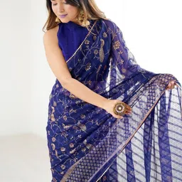 Siya Fashion Ethnic Motifs Woven Design Zari Saree with Unstitched Blouse Piece image 3