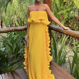 StyleCast Women Strapless Ruffles Bandeau Maxi Dress-picture-40