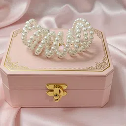 Anouk Women Set of 2 Stainless Steel Rhodium-Plated Beaded Detail Multistrand Bracelet image 2