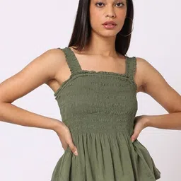 GAP Women Smocked Square Neck Cotton Peplum Top-picture-40