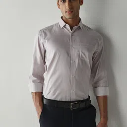 Reid & Taylor Comfort Fit Pinstriped Spread Collar Pure Cotton Formal Shirt image 3