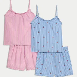 Marks & Spencer Girls Pack Of 2 Printed Pure Cotton Night suit-picture-33