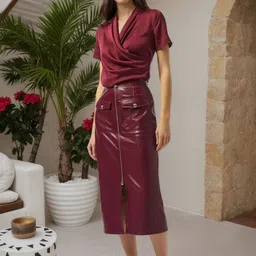 StyleCast x Revolte Women Midi Front Slit Straight Skirts-image-34