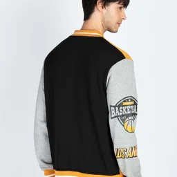 Status Quo Men Colourblocked Cotton Front-Open Sweatshirt image 3