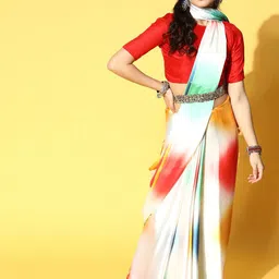 DIVASTRI Tie and Dye Satin Saree-picture-30