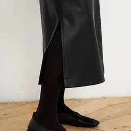 bebe Women Solid Slip-On Mid-Rise A-Line Midi Skirt image 2