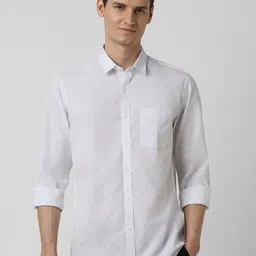 Peter England Casuals Men Slim Fit Spread Collar Solid Cotton Casual Shirt-picture-10