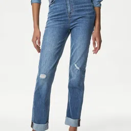 Marks & Spencer Women High-Rise Low Distress Light Fade Jeans-picture-20