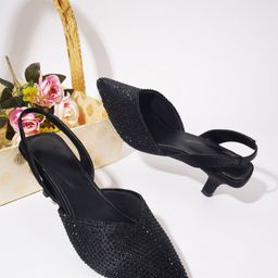 Froh Feet Women Pointed Toe Embellished Kitten Heel Sandals-picture-9
