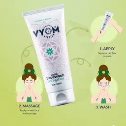 VYOM INDIA ORGANICS Acne Face Wash With Neem & Aloevera- 100 ml image 2