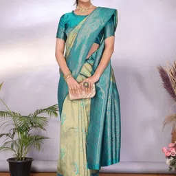 oxalis Ethnic Motifs Woven Design Zari Banarasi Saree image 2
